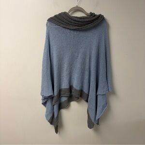 Wooden Ships Paola Buendia Gray Blue Knit Cowl Neck Shawl Size Small / Medium